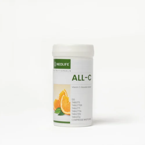 NeoLife All-C chewable vitamin C bottle of 120 orange-flavoured tablets, 50 mg vitamin C with bioflavonoids