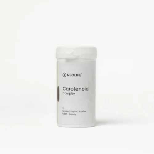 NeoLife Carotenoid Complex bottle of 90 capsules, whole-food carotenoids from carrot, tomato, spinach, paprika and marigold