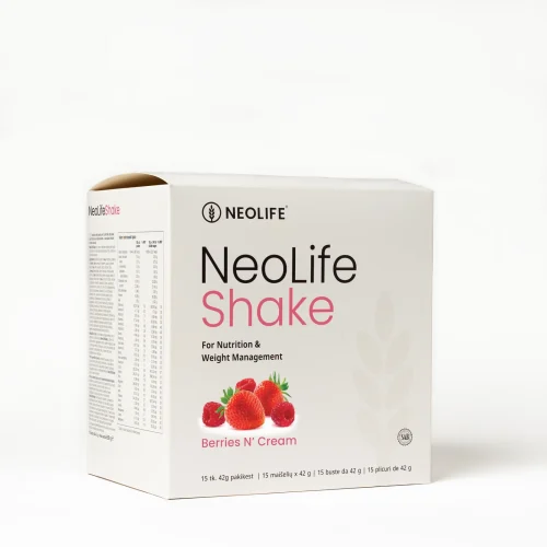 NeoLifeShake Berries n' Cream meal replacement protein shake, box of 15 sachets