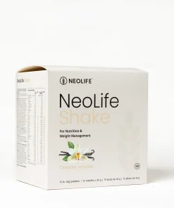 NeoLifeShake Creamy Vanilla meal replacement protein shake, box of 15 sachets